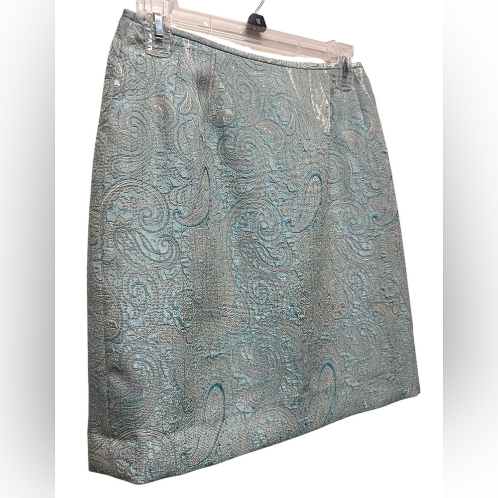 Vintage Nipon Boutique Blue Paisley Pencil Skirt Lined Women’s Sz 6 shimmery - Picture 2 of 8